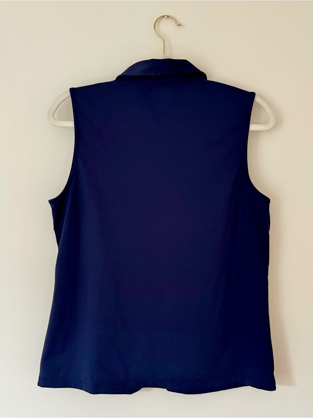 J. McLaughlin Sleeveless Button Down Collared Tank Top, Navy Blue – Size Large - Picture 4 of 5